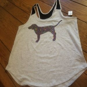 Victoria secret vs pink bling dog tank rose gold